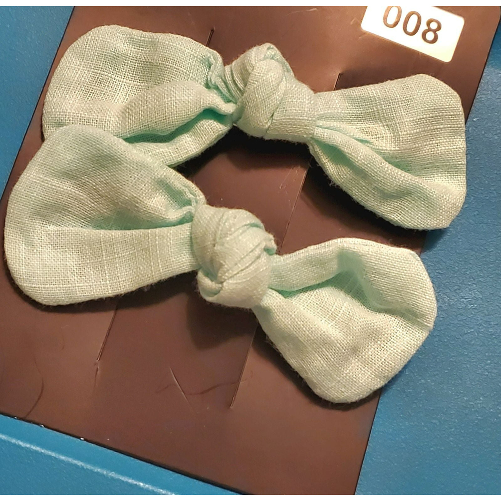 New Little BOW Peep - Green  Hair Clips / 2